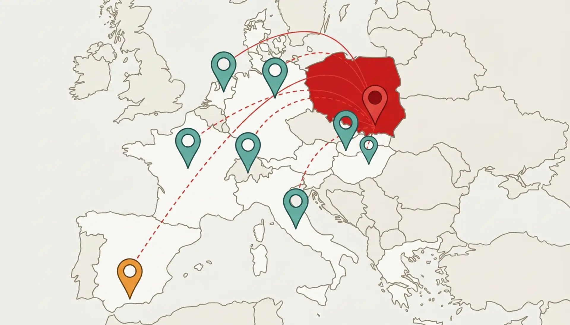 Mapa zasięgu transportu chłodniczego KOJS